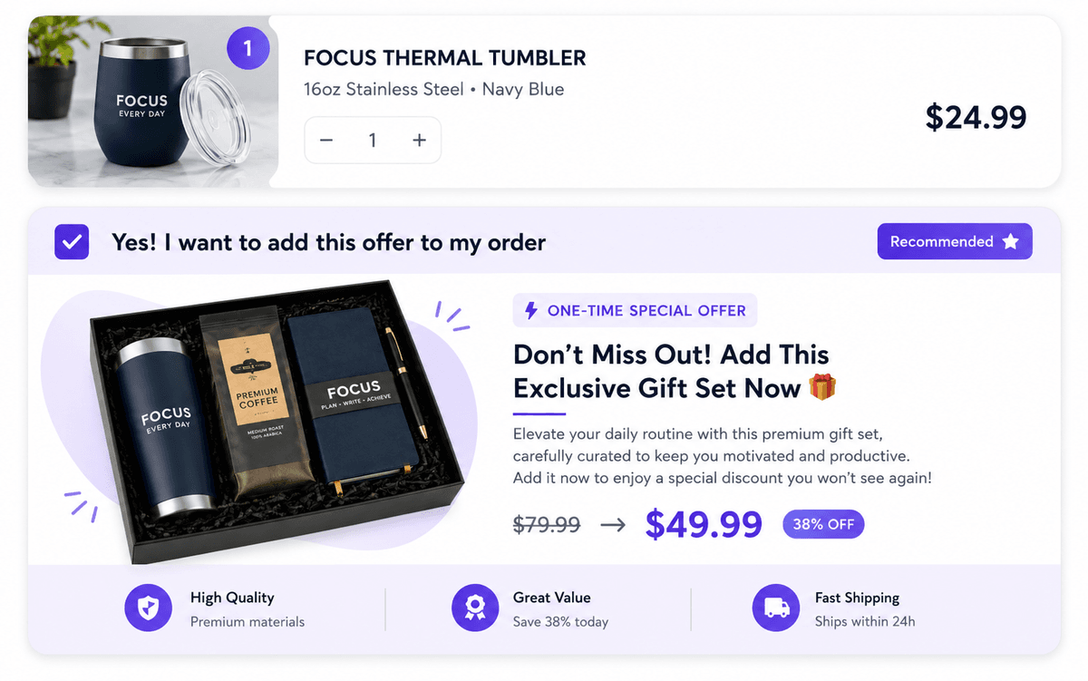 Order bumps at checkout